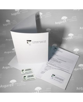 Папка А4, бланки, визитки, бейджи для стоматологической клиники "Доктора Брагина"