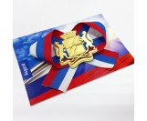 Значок на ленте триколор "Герб Новосибирска" - 12 июня