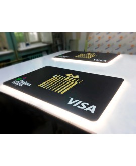 Таблички в виде дисконтных карт с контражурной подстветкой для ТРК "Ройял Парк"